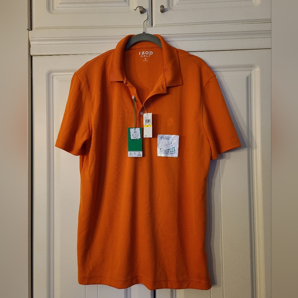 NWT Men's IZOD Solid Performance Golf Polo Shirt - Harvest Pumpkin